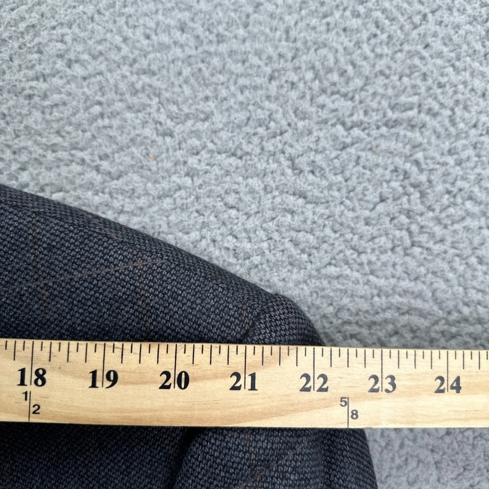 Botany 500 Allan Blazer Men 46L Blue‎ Windowpane Plaid Lambswool Sport Coat